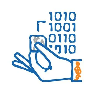 Programming rfid chip icon doodle illustration Illustrazione stock