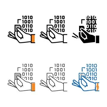Programming rfid chip styleset color icon vector Illustrazione stock