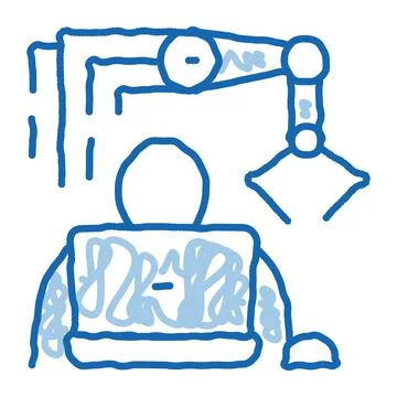 Programming Robot doodle icon hand drawn illustration Stock Illustration