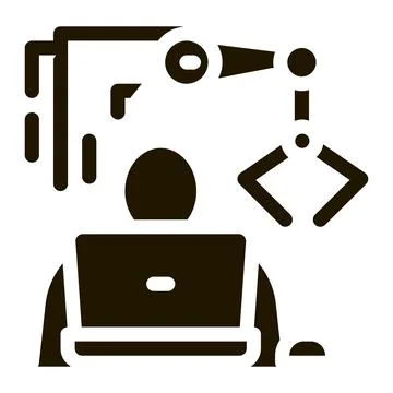Programming Robot Icon Vector Glyph Illustration イラスト素材