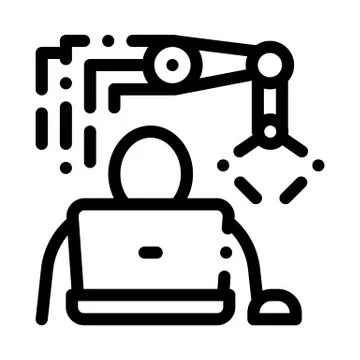 Programming Robot Icon Vector Outline Illustration イラスト素材