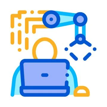 Programming Robot Icon Vector Outline Illustration Illustrazione stock