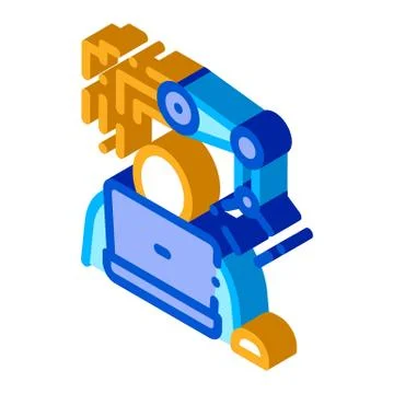 Programming Robot isometric icon vector illustration Stock Illustration