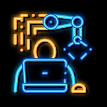 Programming Robot neon glow icon illustration Illustrazione stock