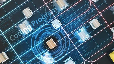 Programming for robotic systems,programming code for transport 스톡 일러스트