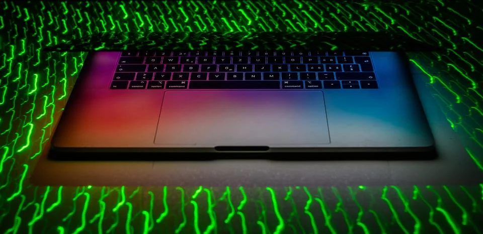 Programming room and  LED lights 库存照片