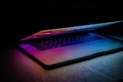 Programming room and  LED lights 库存照片