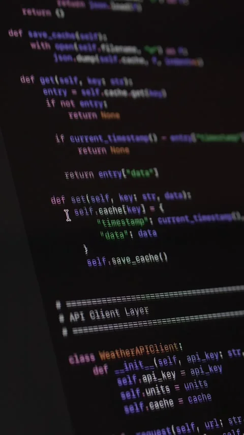 Programming screen with dark interface and ai assistant supporting code Stock Footage 329940034