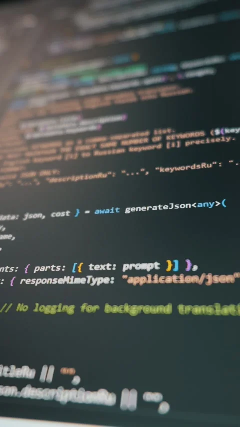 Programming Script And AI Prompts Scrolling On Dark Screen Stock Footage 329907989