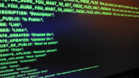 Programming script on the monitor of the computer. code script. Stock Footage 218607488