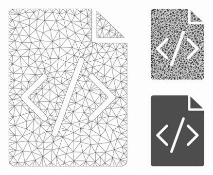 Programming Script Page Vector Mesh 2D Model and Triangle Mosaic Icon 스톡 일러스트
