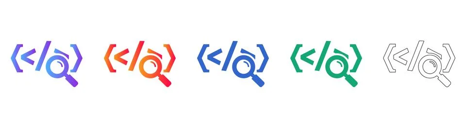 Programming Search Symbol Set Stock Illustration