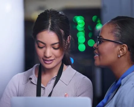 Programming, server and people with maintenance of technology and IT engineer Stock Photos