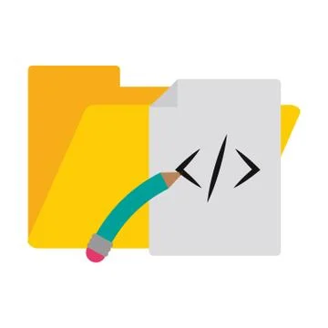 Programming sheet and folder with pencil symbols Stockillustratie