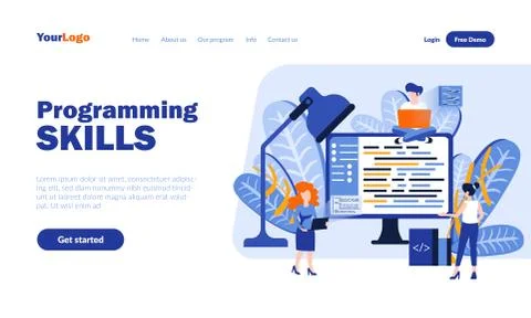 Programming skills vector landing page template Stockillustratie