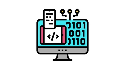 Programming software color icon animation Stock Footage 224021640