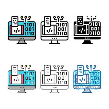 Programming software color multipack icon vector Illustrazione stock