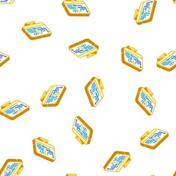 Programming software data science isometric icon seamless pattern 스톡 일러스트