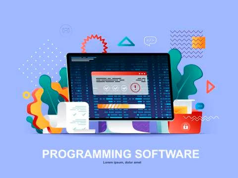 Programming software flat concept with gradients. イラスト素材