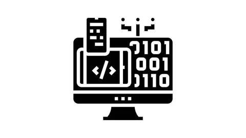 Programming software glyph icon animation Stock Footage 222822256