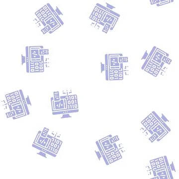 Programming software glyph seamless pattern 库存插图