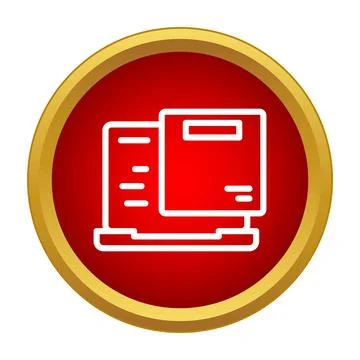 Programming software icon on red golden button 库存插图