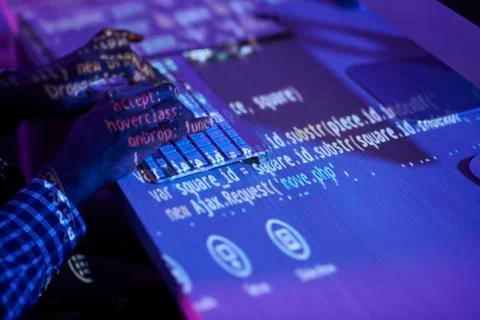 Programming software till night Stockfoto's