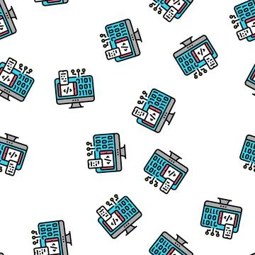 Programming software vector seamless pattern Stock Illustration
