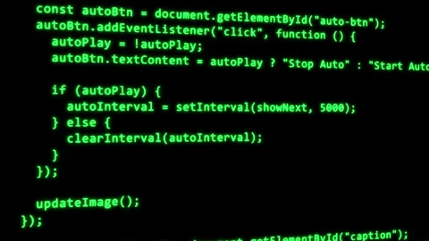 Programming source code green text, Java code of web page. Software developer Stock Footage 306212557
