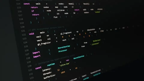 Programming Source Code on Screen with Artificial Intelligence Neural Runtime Stock Footage 334729515