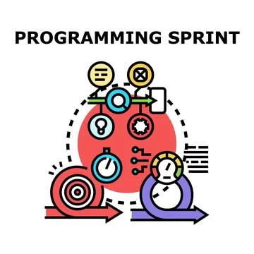 Programming sprint agile development process vector イラスト素材