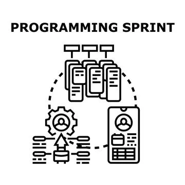 Programming sprint concept for agile development process Stock Illustration