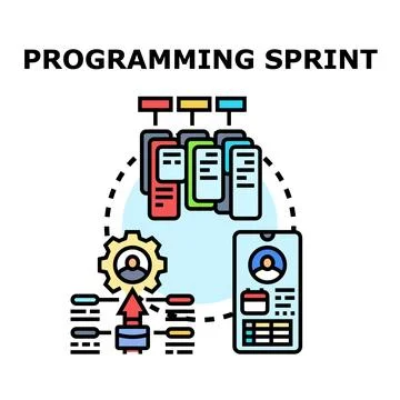 Programming sprint concept for agile development process Stock Illustration