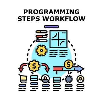Programming steps workflow development process engineering concept Illustration