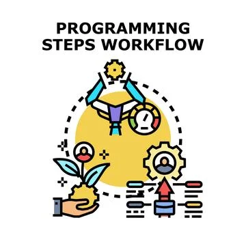 Programming steps workflow stages developing process concept Stock Illustration