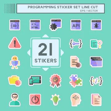 Programming Sticker line cut Set. suitable for Programming symbol. simple des 库存插图
