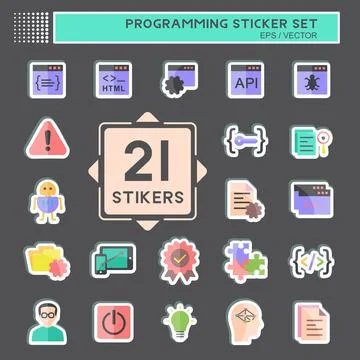 Programming Sticker Set. suitable for Programming symbol. simple design edita Stockillustratie