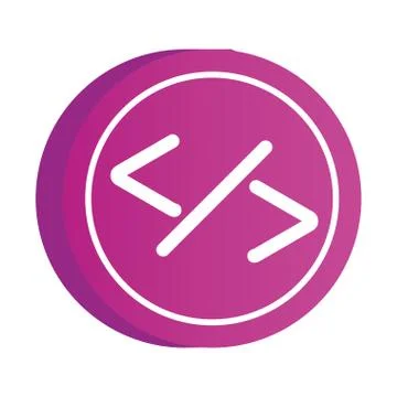 Programming symbols in button icon 스톡 일러스트