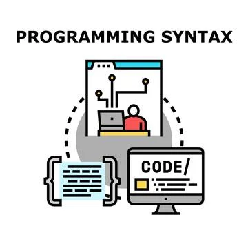 Programming syntax creating software development processes イラスト素材