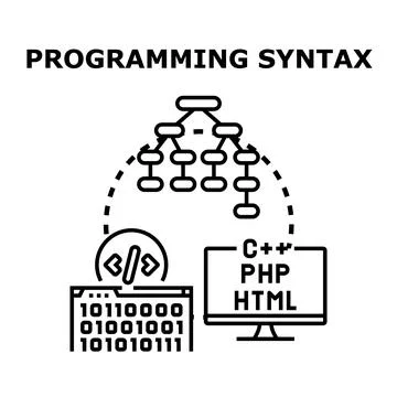 Programming syntax designing new coding language structure Stock Illustration