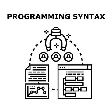 Programming syntax development attracting business talent Stock-Illustration