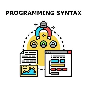 Programming syntax development attracting business talent 스톡 일러스트