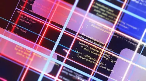 Programming for a system using a programming language. 스톡 일러스트