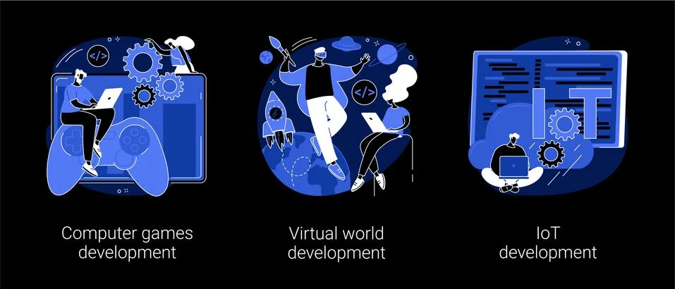 Programming team abstract concept vector illustrations. Stock Illustration