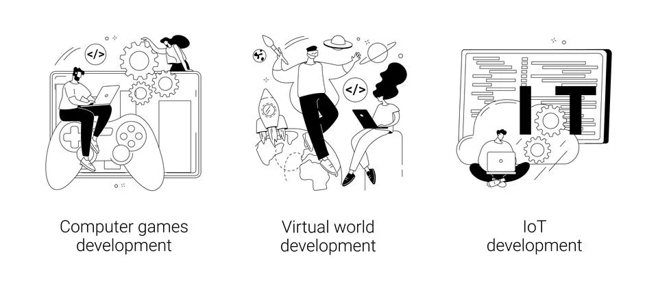 Programming team abstract concept vector illustrations. Stock Illustration