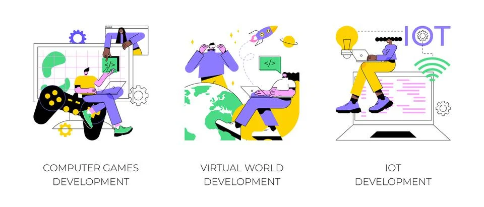 Programming team abstract concept vector illustrations. Stock Illustration