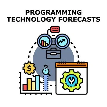 Programming technology forecasts analyzing future business development Illustration