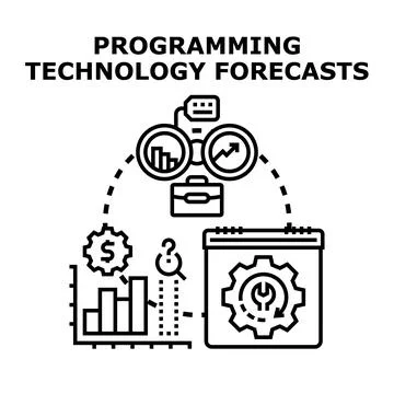 Programming technology forecasts analyzing future business development Illustration