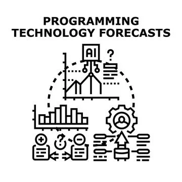 Programming technology forecasts and future analysis Illustrazione stock