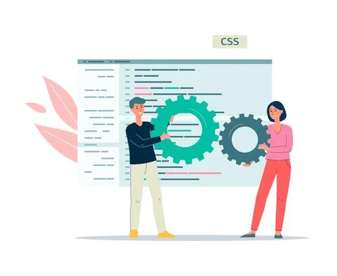 Programming testers in front of browser page flat vector illustration isolated. Stock Illustration